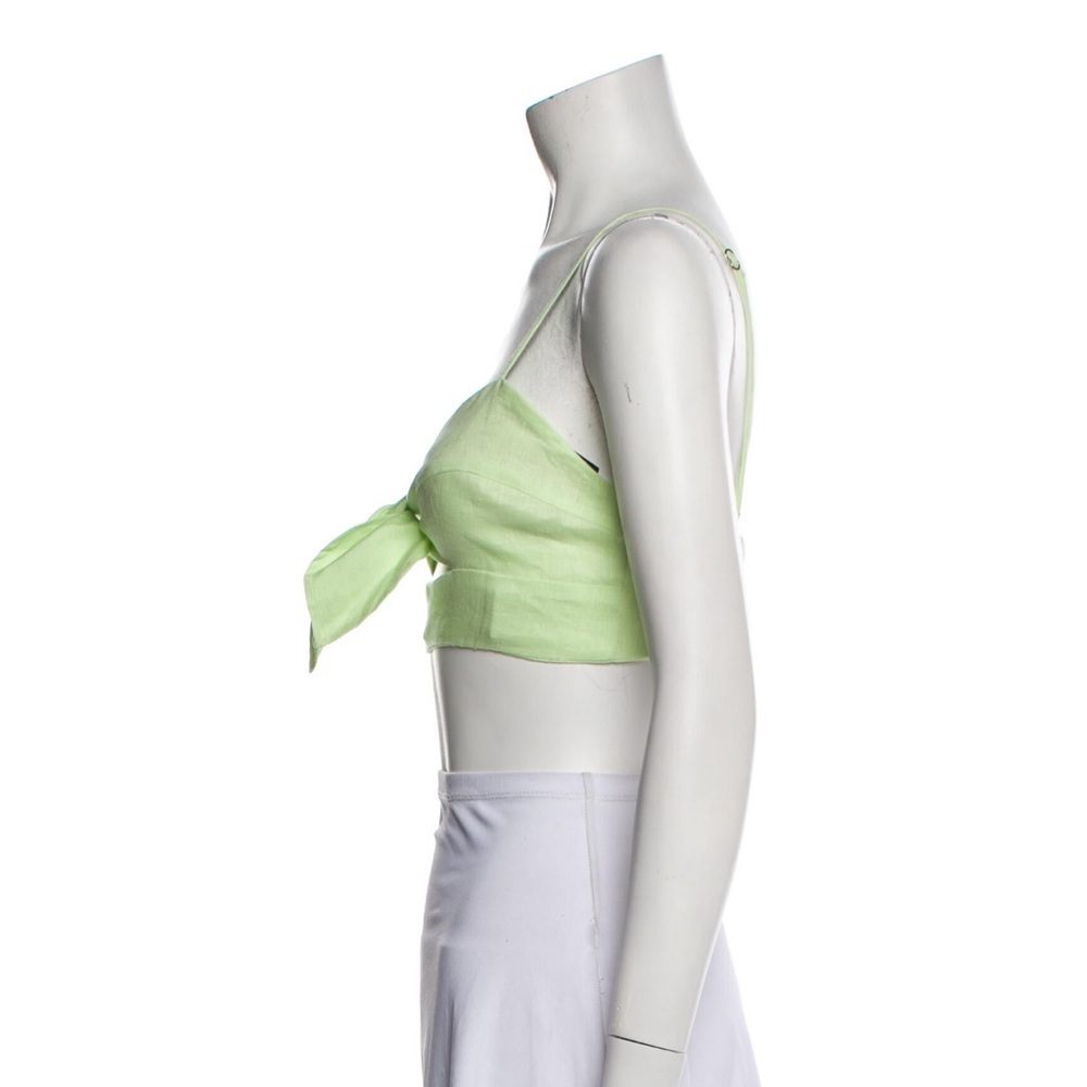 NWT MIGUELINA LINEN SQUARE NECK LIGHT GREEN CROPPED TOP - Picture 2 of 3